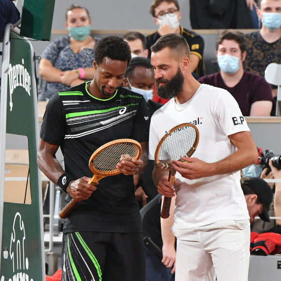 Exclusif - Benoît Paire - Benoît Paire, Gaël Monfils, Domingo (Pierre Alexis Bizot) et Zerator (Adrien Nougaret) deux streamers se rencontrent lors d'un match de tennis à Roland Garros, Paris le 18 septembre 2021. © Veeren/Bestimage