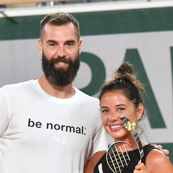 Exclusif - Benoît Paire et sa compagne Julie Bertin - Benoît Paire, Gaël Monfils, Domingo (Pierre Alexis Bizot) et Zerator (Adrien Nougaret) deux streamers se rencontrent lors d'un match de tennis à Roland Garros, Paris le 18 septembre 2021. © Veeren/Bestimage