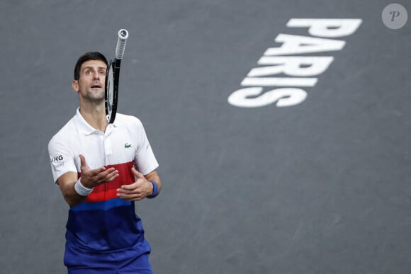 Novak Djokovic remporte la finale homme du Rolex Paris Masters face à Daniil Medvedev le 7 novembre 2021 © Aurélien Morissard / Panoramic / Bestimage