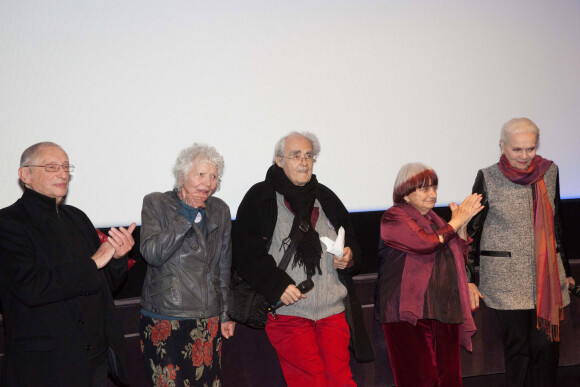Serge Korber, Dorothée Blank, Michel Legrand, Agnès Varda et Corinne Marchand - Première du film "Cléo de 5 à 7" au cinéma "Le Champo" à Paris. Le 18 mars 2014