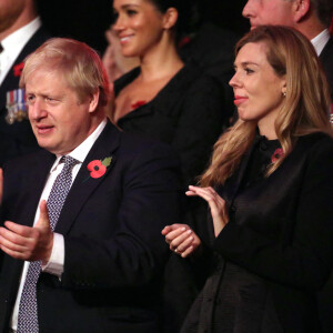 Boris Johnson, Premier ministre et sa compagne Carrie Symonds - La famille royale assiste au Royal British Legion Festival of Remembrance au Royal Albert Hall à Kensington, Londres, le 9 novembre 2019.