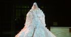 Élodie Fontan a assisté au défilé Elie Saab, collection Haute Couture printemps-été 2022, au Carreau du Temple à Paris. Le 26 janvier 2022.