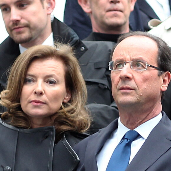 François Hollande et Valérie Trierweiler arrivant au rassemblement à Rennes du 4 avril 2012