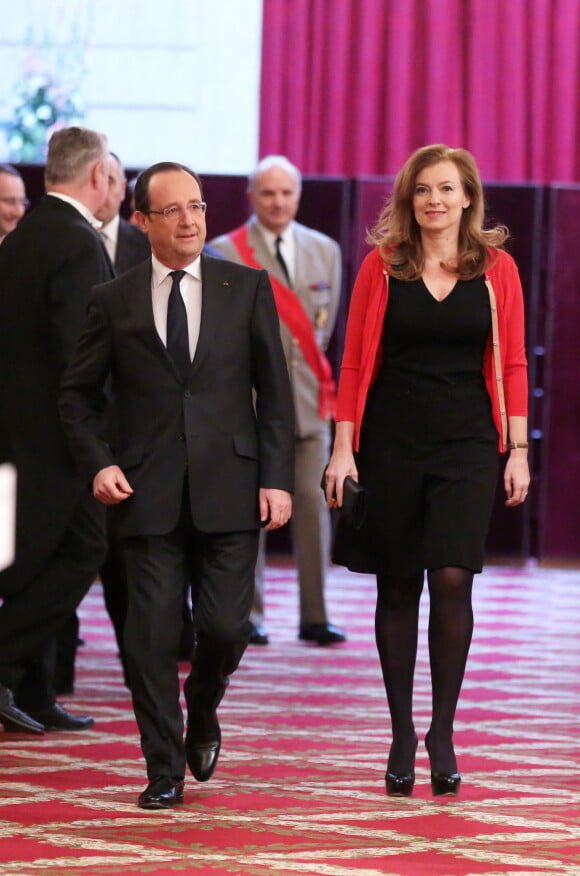 Valerie Trierweiler et Francois Hollande à Paris le 1er mars 2013