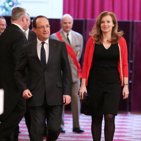 Valerie Trierweiler et Francois Hollande à Paris le 1er mars 2013