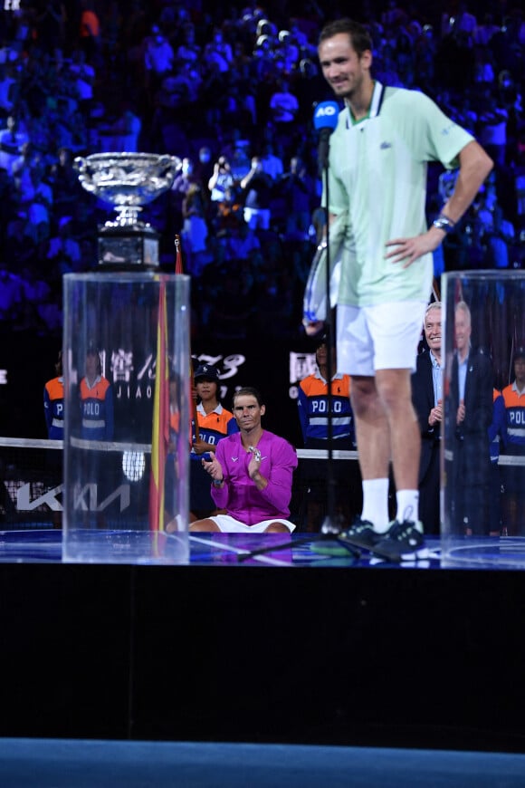 Daniil Medvedev - Rafael Nadal remporte l'Open d'Australie à Melbourne et décroche également son 21 ème titre en Grand Chelem. Melbourne le 30 janvier 2022 © Antoine Couvercelle / Panoramic / Bestimage