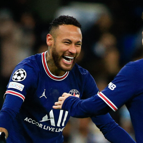 Neymar et Lionel Messi - Ligue des champions - Manchester City vs PSG le 24 novembre 2021. © Richard Callis/Panoramic/Bestimage