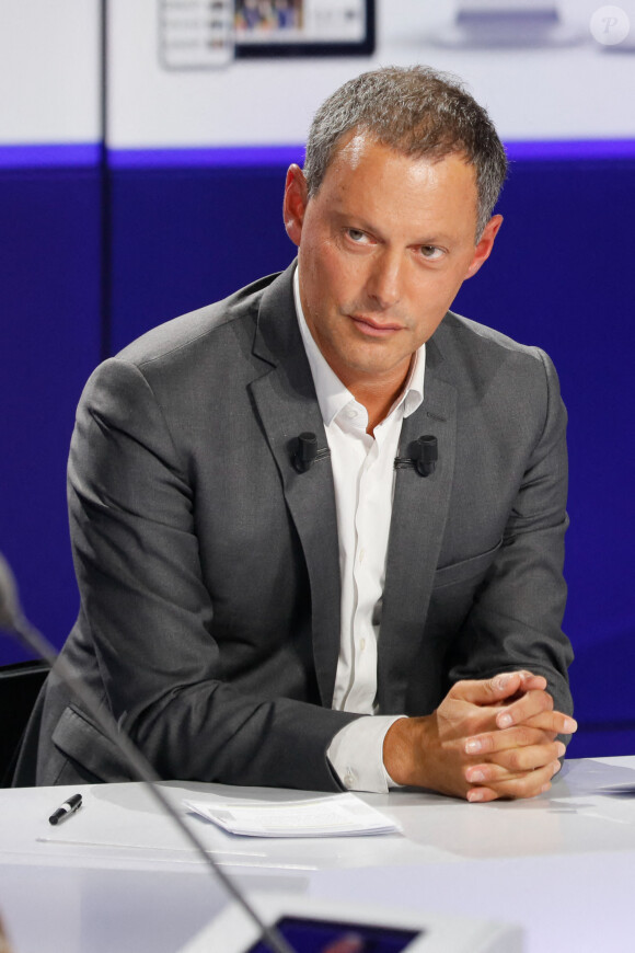 Marc-Olivier Fogiel (directeur général de BFMTV) - Conférence de presse de rentrée de BFMTV saison 2021/2022 à l'Altice Campus à Paris, France, le 25 août 2021. © Christophe Clovis/Bestimage