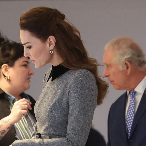 Catherine (Kate) Middleton, duchesse de Cambridge, arrive pour une visite à la fondation Trinity Buoy Wharf, un site de formation pour les arts et la culture à Londres, Royaume Uni, le jeudi 3 février 2022.