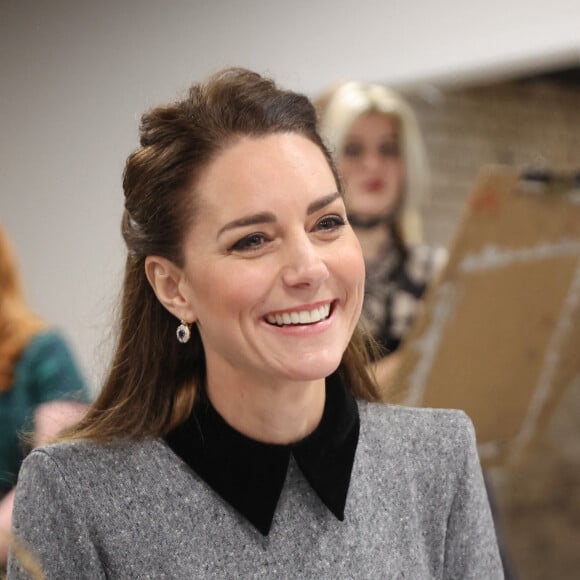 Catherine (Kate) Middleton, duchesse de Cambridge, arrive pour une visite à la fondation Trinity Buoy Wharf, un site de formation pour les arts et la culture à Londres, Royaume Uni, le jeudi 3 février 2022.