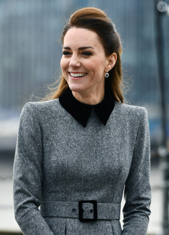 Catherine Kate Middleton, duchesse de Cambridge, à son arrivée à la Fondation "Trinity Buoy Wharf" à Londres, le 3 février 2022.