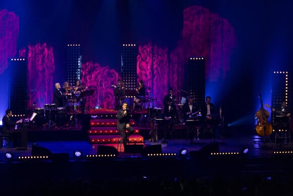Exclusif - Dany Brillant en concert de la tournée "Dany Brillant chante Aznavour" au Dôme de Paris - Palais des Sports le 4 février 2022. © Cyril Moreau / Bestimage