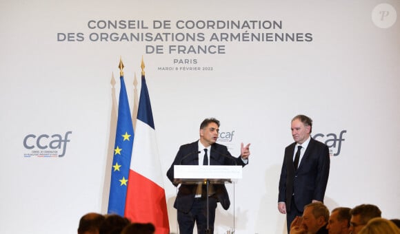 Ara Toranian et Franck Papazian - Dîner annuel du Conseil de Coordination des organisations Arméniennes de France (CCAF) à L'Hôtel du Collectionneur à Paris le 8 février 2022