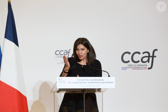 Anne Hidalgo, maire de Paris - Dîner annuel du Conseil de Coordination des organisations Arméniennes de France (CCAF) à L'Hôtel du Collectionneur à Paris le 8 février 2022