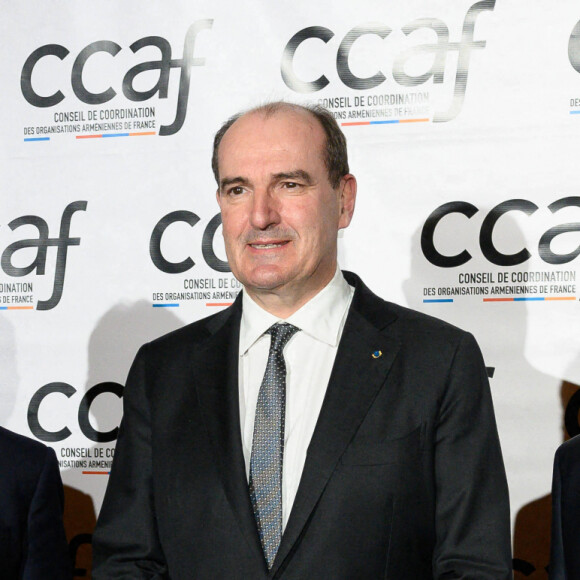 Franck Papazian, le premier ministre Jean Castex, Ara Toranian - Dîner annuel du Conseil de Coordination des organisations Arméniennes de France (CCAF) à L'Hôtel du Collectionneur à Paris le 8 février 2022