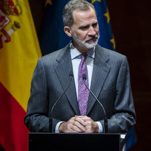 Le roi Felipe VI d'Espagne lors de la présentation de la XXIe édition des Codespa Awards à Madrid, Espagne, le 1er février 2022. 