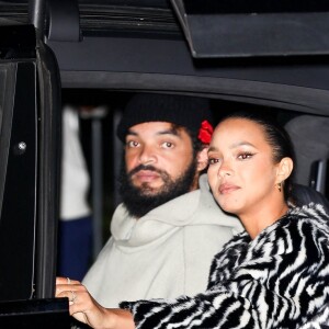 Lais Ribeiro et son fiancé Joakim Noah à la sortie du concert de Justin Bieber à Los Angeles, le 11 février 2022. 