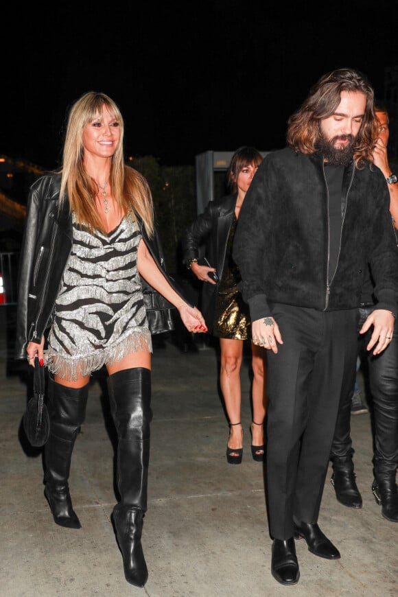 Heidi Klum et son mari Tom Kaulitz arrivent au concert de Justin Bieber à Los Angeles, le 11 février 2022. 