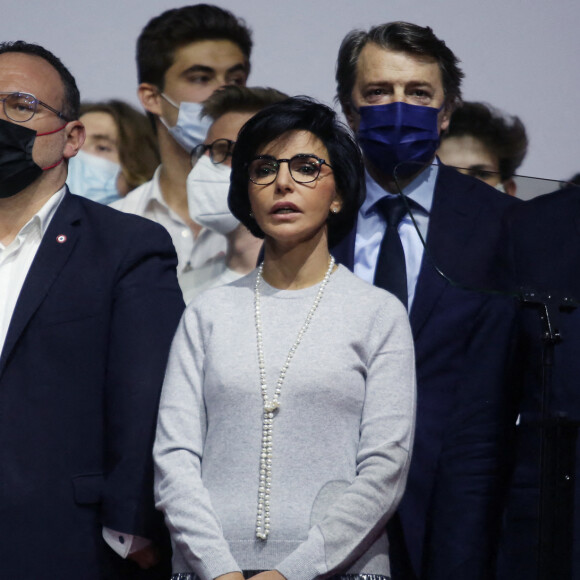 Rachida Dati - Meeting de Valérie Pécresse, candidate LR à l'élection présidentielle 2022, au Zenith de Paris le 13 février 2022.