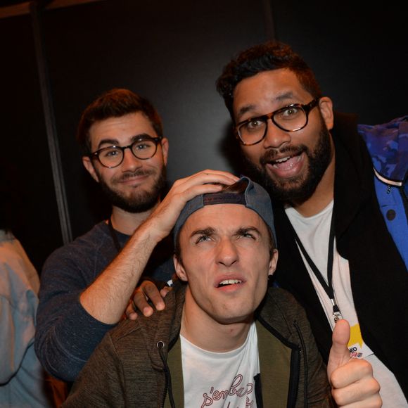 Exclusif - Squeezie, Cyprien et Kevin Razy - Salon Video City, le 1er événement dédié aux créateurs vidéo du web à la porte de Versailles à Paris, le 7 novembre 2015. © Veeren/Bestimage 