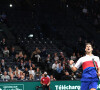Novak Djokovic remporte son match contre le hongrois Marton Fucsovics lors du Rolex Paris Masters 2021 le 2 novembre 2021. © Veeren/Bestimage