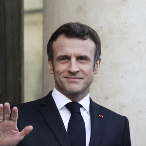 Le président de la République française, Emmanuel Macron lors de la Conférence de presse sur l'engagement de la France et de ses partenaires au Sahel au palais de l'Elysée, à Paris, France, le 16 février 2022. © Stéphane Lemouton/Bestimage 