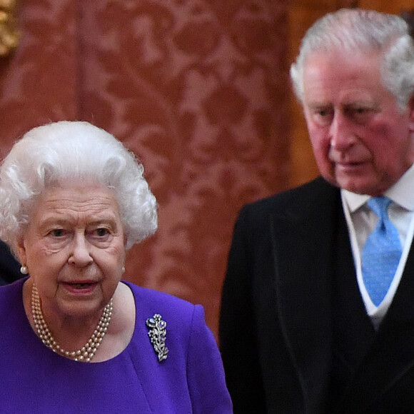 La reine Elisabeth II d'Angleterre et le prince Charles - Le couple royal des Pays-Bas en visite au palais de Buckingham à Londres, à l'occasion de leur voyage officiel au Royaume-Uni. Le 22 octobre 2018 