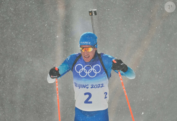 Quentin Fillon Maillet remporte l'or dans l'épreuve de poursuite du biathlon homme aux Jeux Olympiques d'Hiver de Pékin 2022 (JO Pékin 2022), le 13 février 2022. © Ulrik Pedersen/CSM via Zuma Press/Bestimage