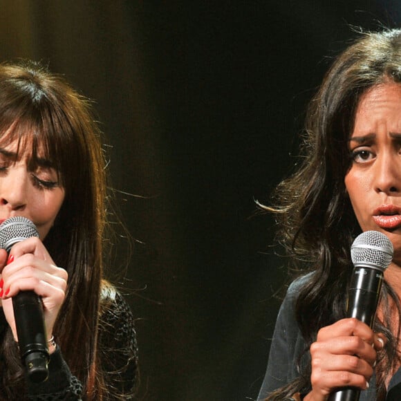 Exclusif - Nolwenn Leroy et Amel Bent - Enregistrement de l'émission du "Sidaction 2014 : La télé chante contre le Sida" le 24 mars 2014 au théâtre Mogador à Paris, pour une diffusion le 5 avril 2014 en prime time sur France 2. 