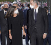Le roi Felipe VI et la reine Letizia d'Espagne, arrivent pour présider le gala inaugural commémorant les événements du V Centenaire de la mort d'Antonio de Nebrija, au théâtre Royal à Madrid, Espagne, le 21 février 2022. 