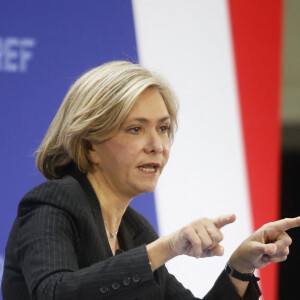 La candidate Les Républicains (LR) à l'élection présidentielle 2022, Valérie Pécresse lors de la REF Présidentille du Mouvement des entreprises de France (MEDEF) à la Station F à Paris, France, le 21 février 2022.