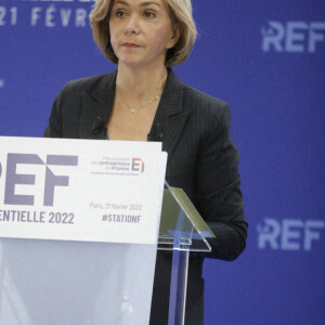 La candidate Les Républicains (LR) à l'élection présidentielle 2022, Valérie Pécresse lors de la REF Présidentille du Mouvement des entreprises de France (MEDEF) à la Station F à Paris, France, le 21 février 2022.