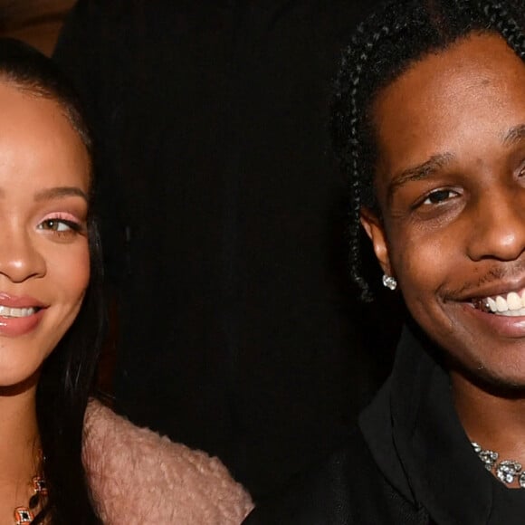 Rihanna (enceinte) et son compagnon ASAP Rocky - Défilé Off-White femme automne/hiver 2022-2023 à Paris. Le 28 février 2022. © Veeren / Christophe Clovis / Bestimage