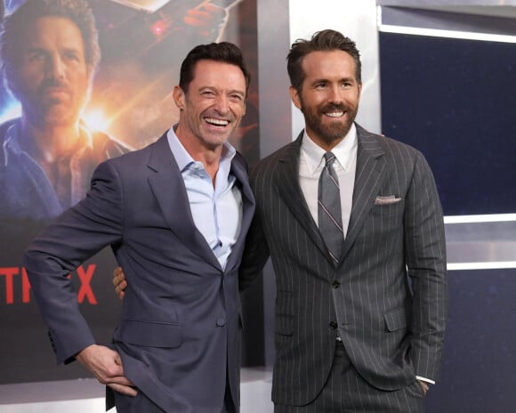 Hugh Jackman et Ryan Reynolds - Avant-première du film "The Adam Project" à New York, le 28 février 2022.