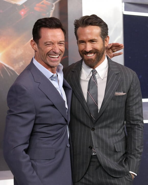 Hugh Jackman et Ryan Reynolds - Avant-première du film "The Adam Project" à New York, le 28 février 2022.