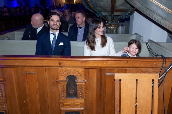 Le prince Carl Philip de Suède, La princesse Sofia (Hellqvist) de Suède, Le prince Alexander de Suède, lors de la célébration du 100ème anniversaire de l'événement de ski de fond Vasaloppet à l'église de Mora, Suède, le 4 mars 2022.