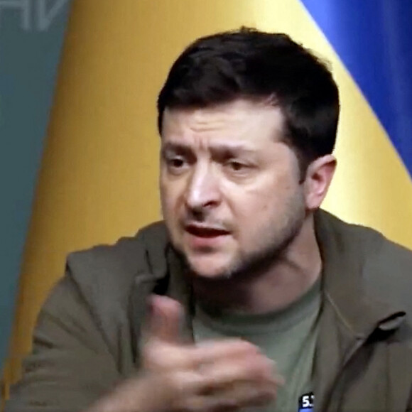 Le président ukrainien Volodymyr Zelensky en conférence de presse à Kyiv (Kiev). Le 3 mars 2022