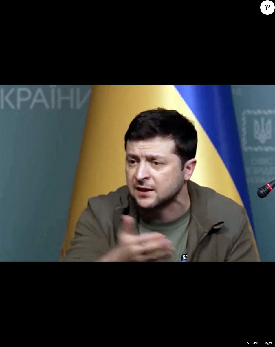 Le président ukrainien Volodymyr Zelensky en conférence de presse à Kyiv (Kiev). Le 3 mars 2022