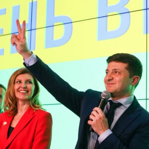 Volodymyr Zelensky et sa femme Olena - Volodymyr Zelensky, acteur ukrainien, sera au second tour de l'élection présidentielle contre le candidat sortant Petro Porochenko (actuel président) à Kiev en Ukraine le 31 mars 2019.