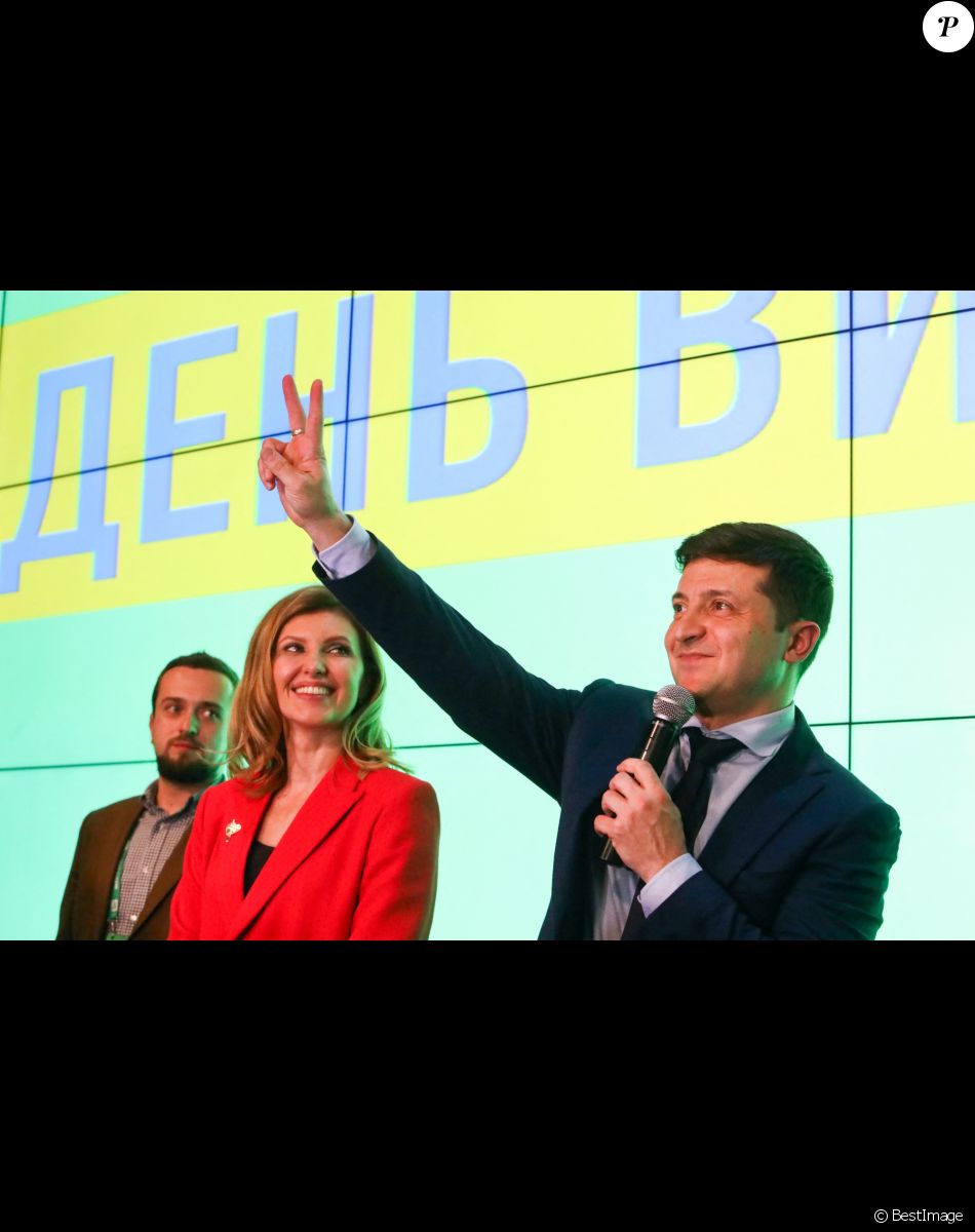 Volodymyr Zelensky et sa femme Olena - Volodymyr Zelensky, acteur ukrainien, sera au second tour de l'élection présidentielle contre le candidat sortant Petro Porochenko (actuel président) à Kiev en Ukraine le 31 mars 2019.