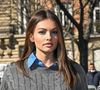 Thylane Blondeau arrive au Palais d'Iéna pour assister au défilé Miu Miu, collection prêt-à-porter automne-hiver.