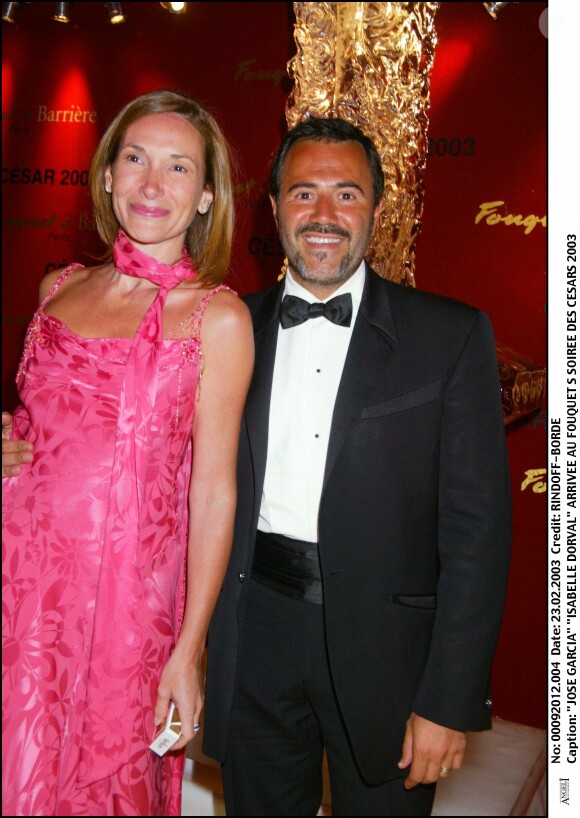 José Garcia et Isabelle Doval au Fouquet's, lors de la soirée des César 2003.