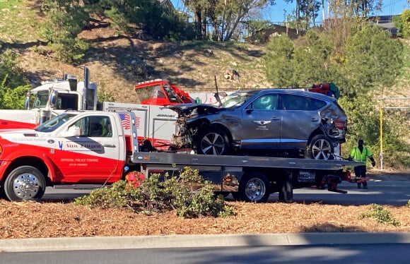 La voiture de Tiger Woods après son accident de voiture à Los Angeles. Le 23 février 2021.