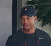 Tiger Woods sort d'une école de golf accompagné d'un garde d'une corps à Jupiter dans le comté de Palm Beach en Floride. Tiger a remporté son 15ème titre d'un Grand Chelem à Augusta dimanche dernier. Le 16 avril 2019