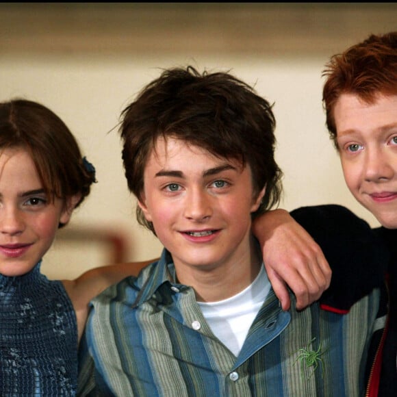 Emma Watson, Daniel Radcliffe et Rupert Grint - Photocall du film "Harry Potter et la chambre des secrets". Londres.