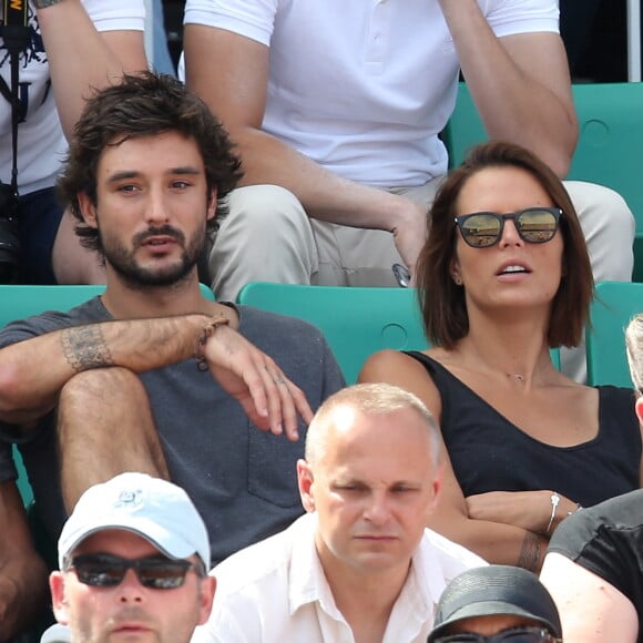 Laure Manaudou et son compagnon Jérémy Frérot (du groupe Fréro Delavega) - People dans les tribunes lors de la finale des Internationaux de tennis de Roland-Garros à Paris, le 7 juin 2015.