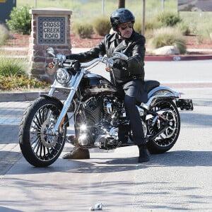 Johnny Hallyday, sa femme Laeticia et leurs filles Jade et Joy sont allés déjeuner au restaurant Taverna Tony à Malibu, le 25 mai 2014.