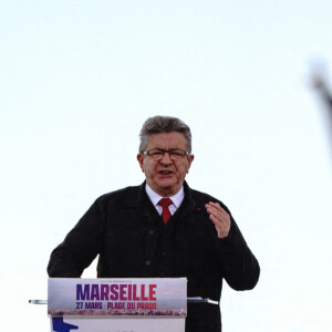 Jean-Luc Mélenchon - Jean-Luc Melenchon (candidat la France Insoumise) à l'élection présidentielle française en meeting à Marseille le 27 mars 2022. © Norbert Scanella/Panoramic/Bestimage