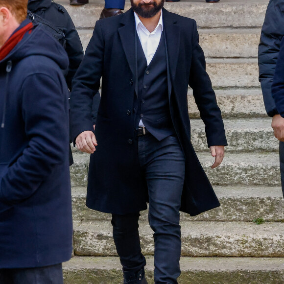 Cyril Hanouna - Sorties des obsèques de Jean-Pierre Pernaut en la Basilique Sainte-Clotilde à Paris, France, le 9 mars 2022. © Cyril Moreau/Bestimage 