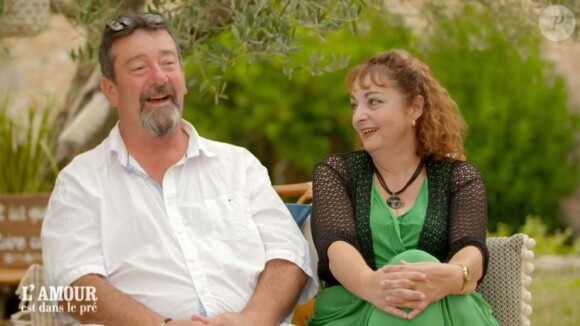 Vincent le Vigneron et Marie-Jeanne lors du bilan de "L'amour est dans le pré", sur M6